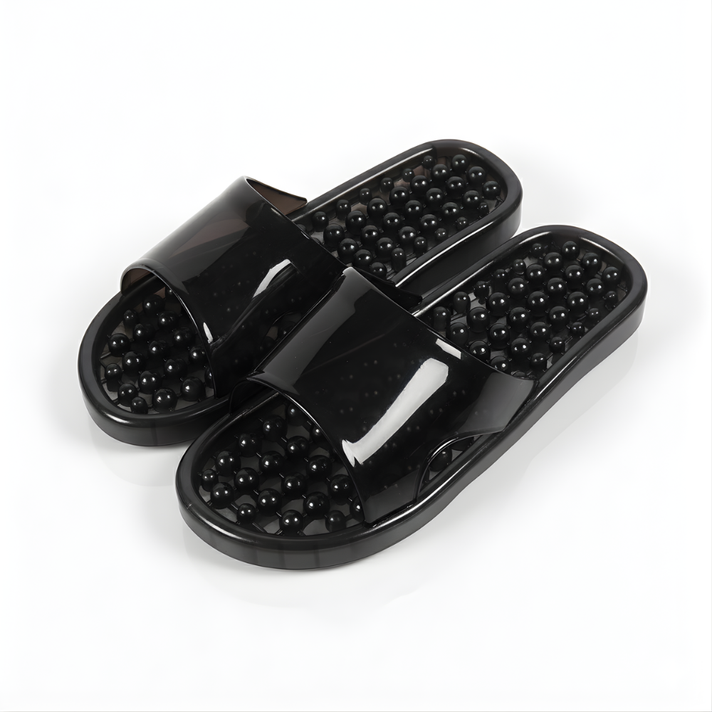 SSBO Sandal Pijat Refleksi Terapi Hitam – Sandal Kesehatan Elegan, Anti Selip & Nyaman Dipakai Harian