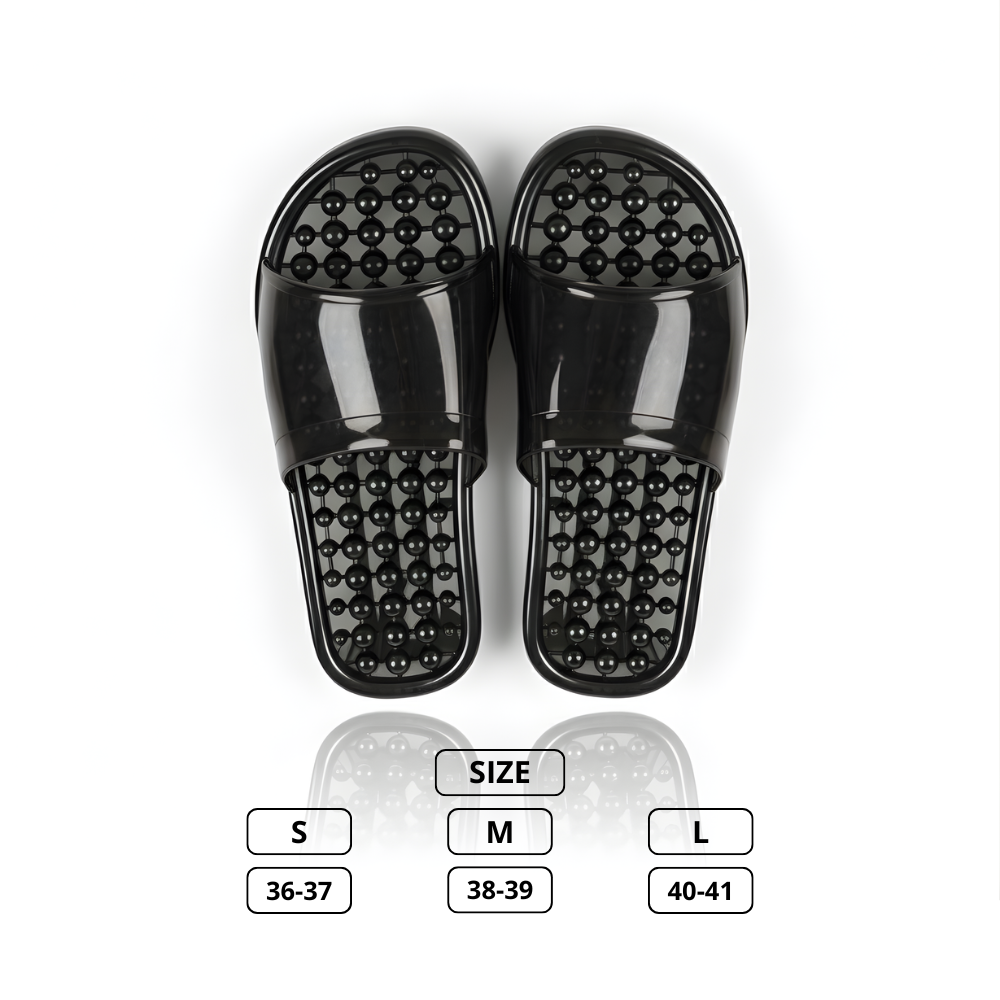 SSBO Sandal Pijat Refleksi Terapi Hitam – Sandal Kesehatan Elegan, Anti Selip & Nyaman Dipakai Harian