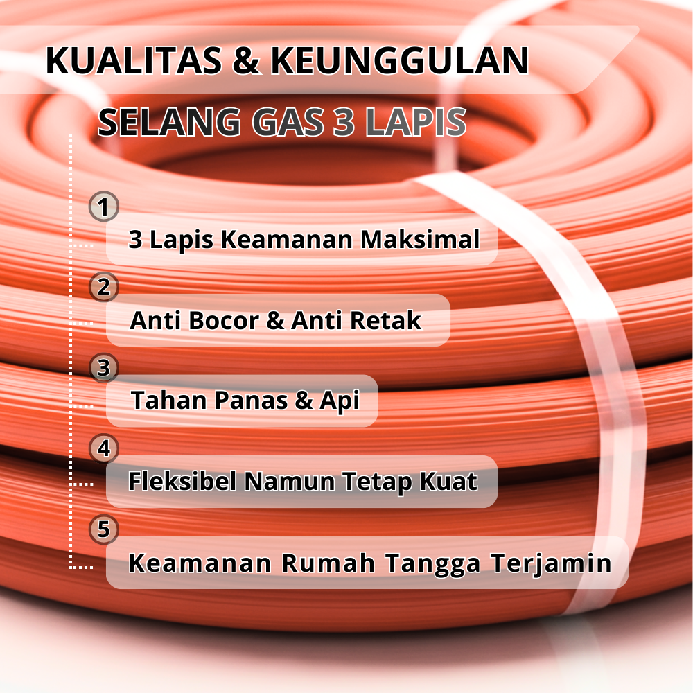 SSBO Selang Gas 3 Lapis Orange 10 mm – Selang Gas Super Kuat, Aman, dan Tahan Tekanan Tinggi