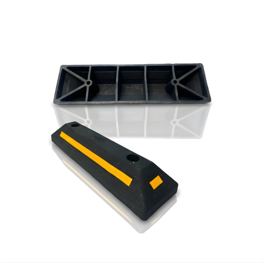 Wheel Stopper SSBO – Pengganjal Ban Mobil + 2 Baut Pemasangan Anti Geser, Aman untuk Parkiran & Garasi