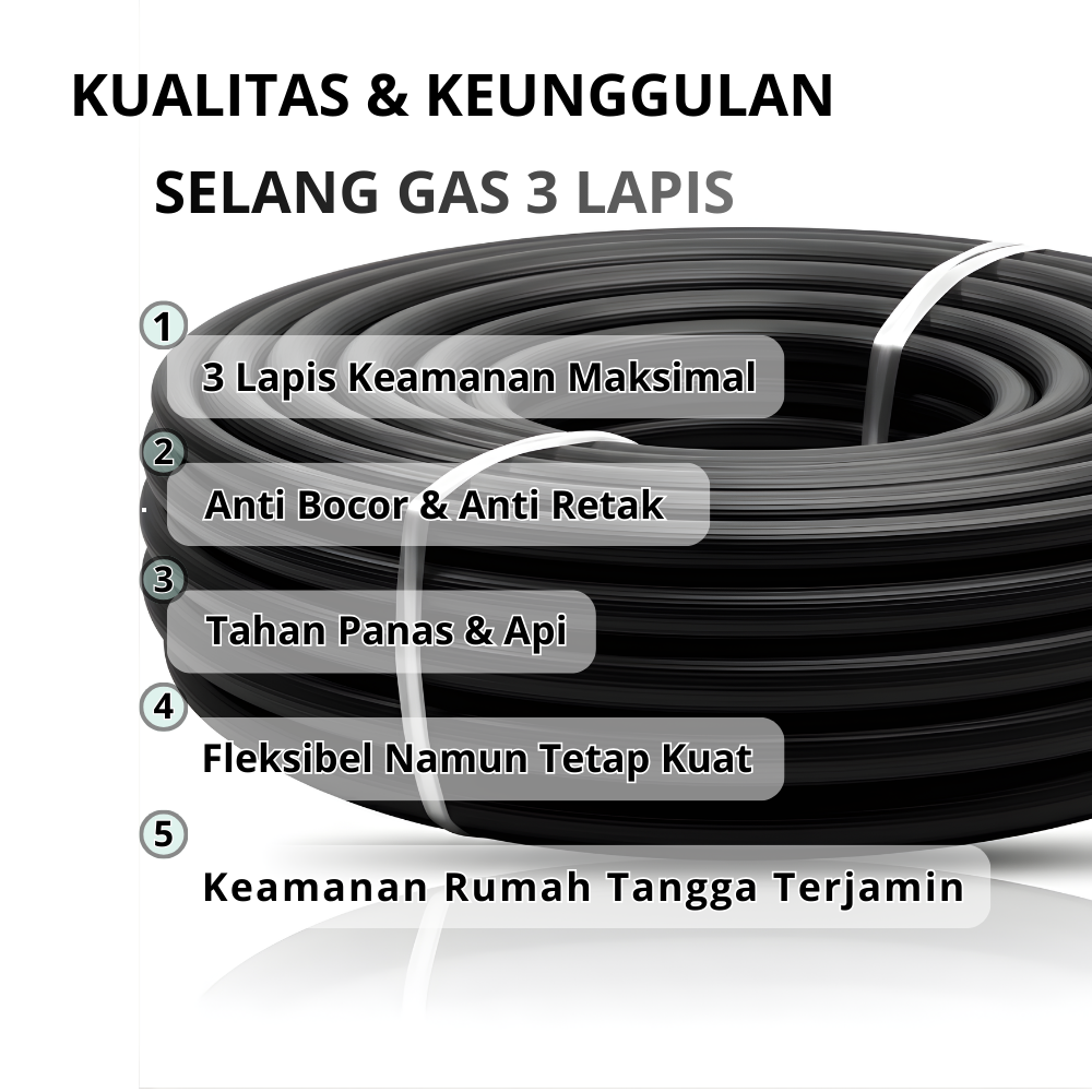 SSBO Selang Gas 3 Lapis Hitam 10 mm – Selang Gas Super Kuat, Anti Bocor & Tahan Tekanan Tinggi