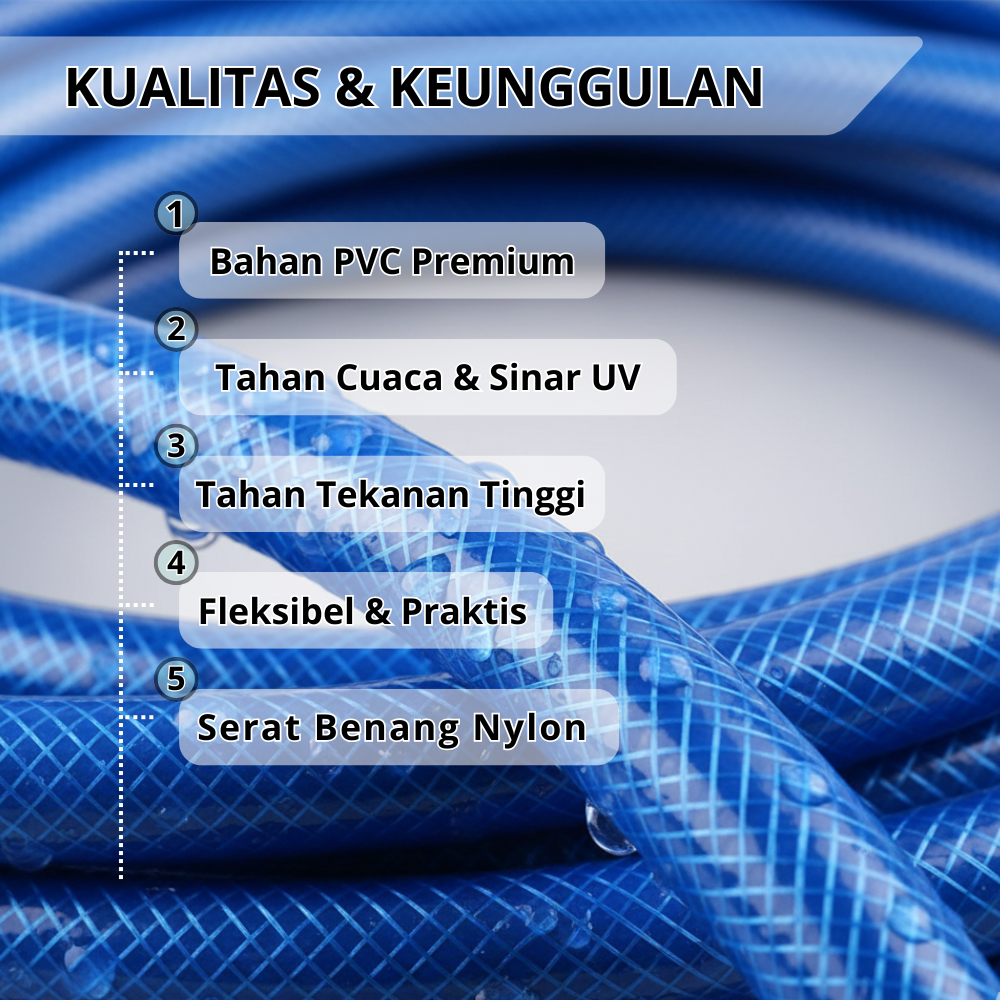SSBO Selang Air Serat Benang Biru – Tahan Tekanan, Lentur, Fleksibel & Awet untuk Kebutuhan Rumah & Taman