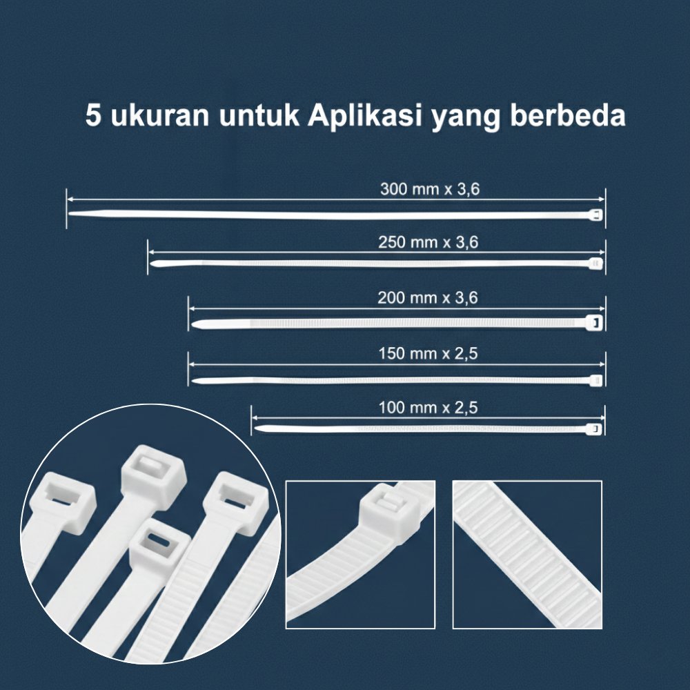 Kabel Ties SSBO – Warna Putih  Pengikat Serbaguna Kuat, Lentur & Tahan Panas