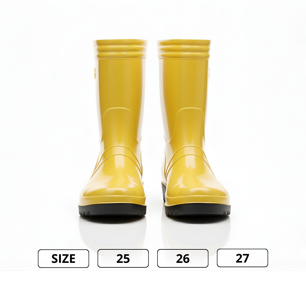 Sepatu Boot Karet Warna Kuning Anti Air & Anti Slip – Tinggi 25 cm, Kuat, Lentur & Nyaman Dipakai