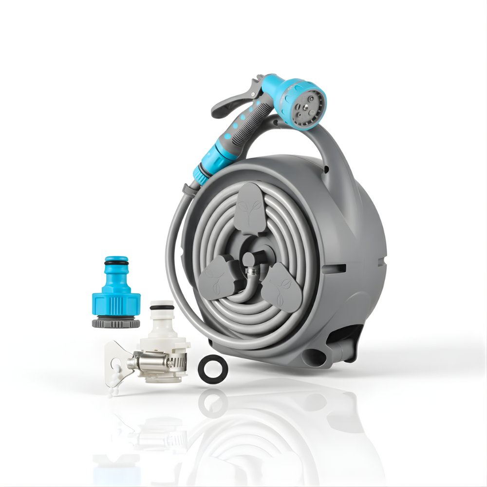 SSBO Selang Air Roll 12 Meter Warna Biru – Gulung Manual, Dengan Semprotan, Tanpa Stand, Praktis & Fleksibel