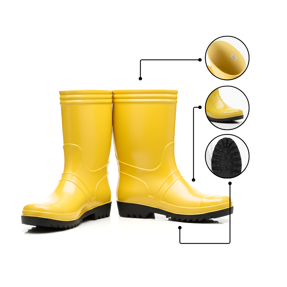 Sepatu Boot Karet Warna Kuning Anti Air & Anti Slip – Tinggi 25 cm, Kuat, Lentur & Nyaman Dipakai