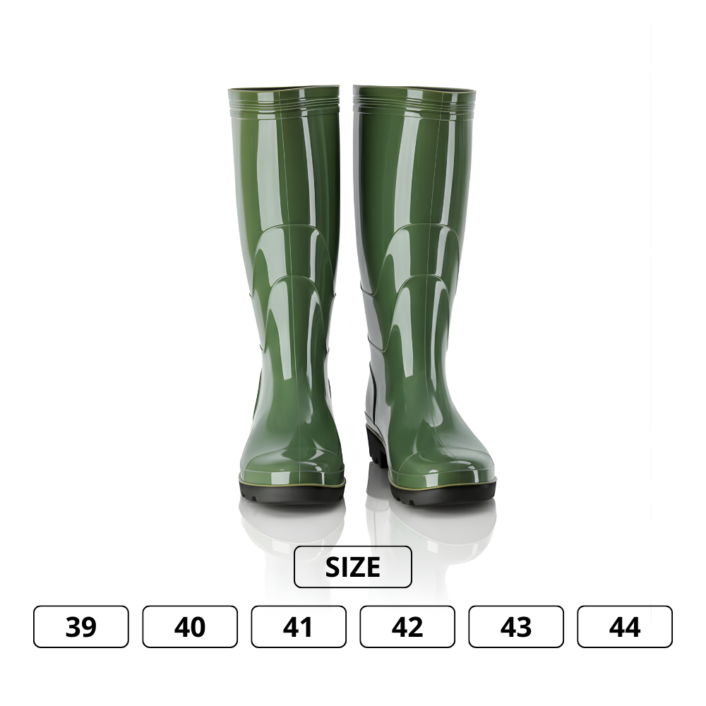 Sepatu Boot Karet PVC Premium Warna Hijau Anti Air & Anti Slip – Tinggi 38 cm, Kuat, Lentur & Nyaman Dipakai