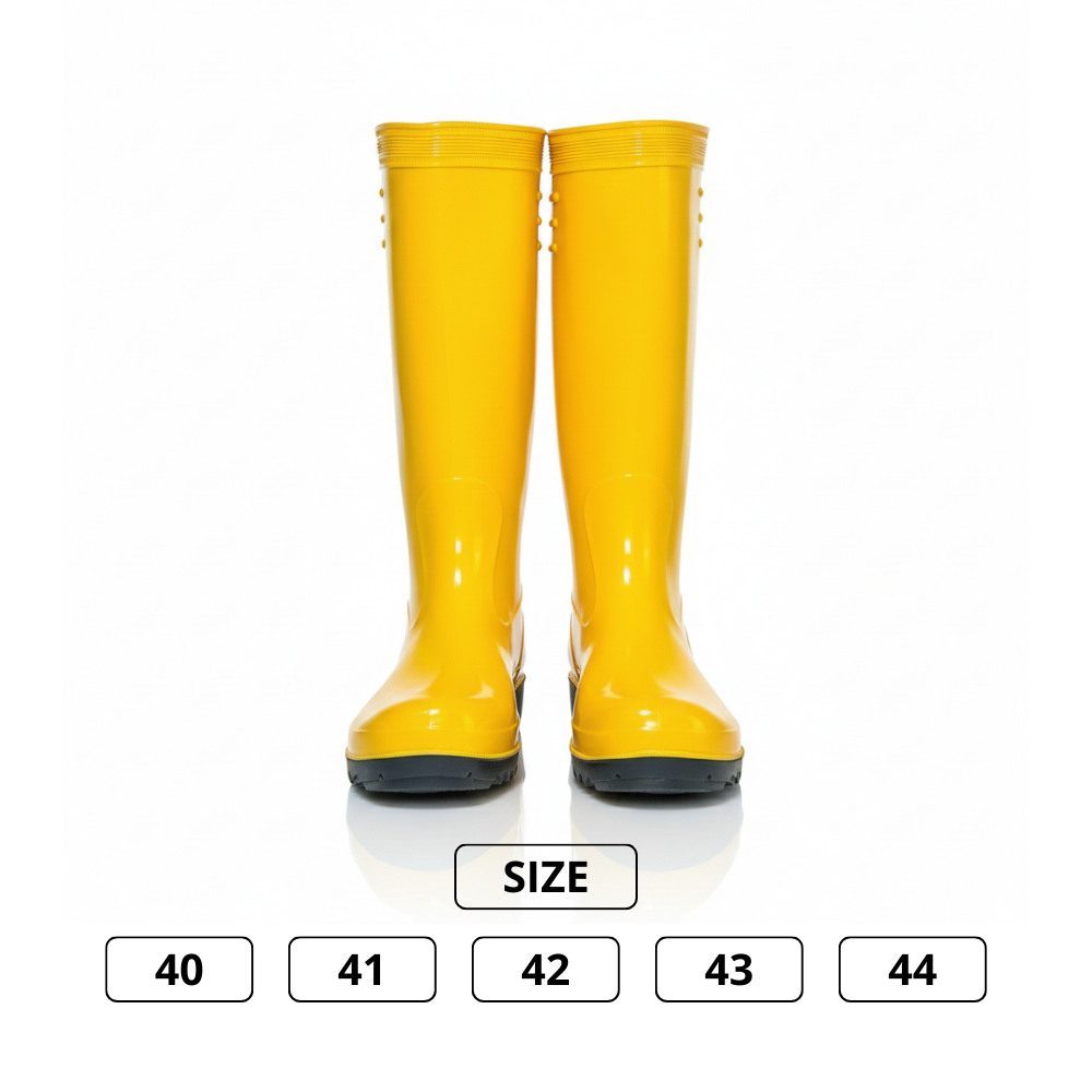Sepatu Boot Karet PVC Premium Warna Kuning Anti Air & Anti Slip – Tinggi 38 cm, Kuat, Lentur & Nyaman Dipakai