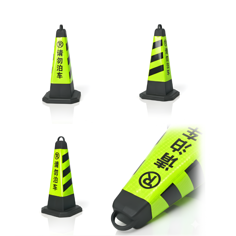 Traffic Cone 65 cm SSBO – Kerucut Pembatas Jalan Warna Kuning “No Parkir”, Cocok untuk Area Ruko & Umum