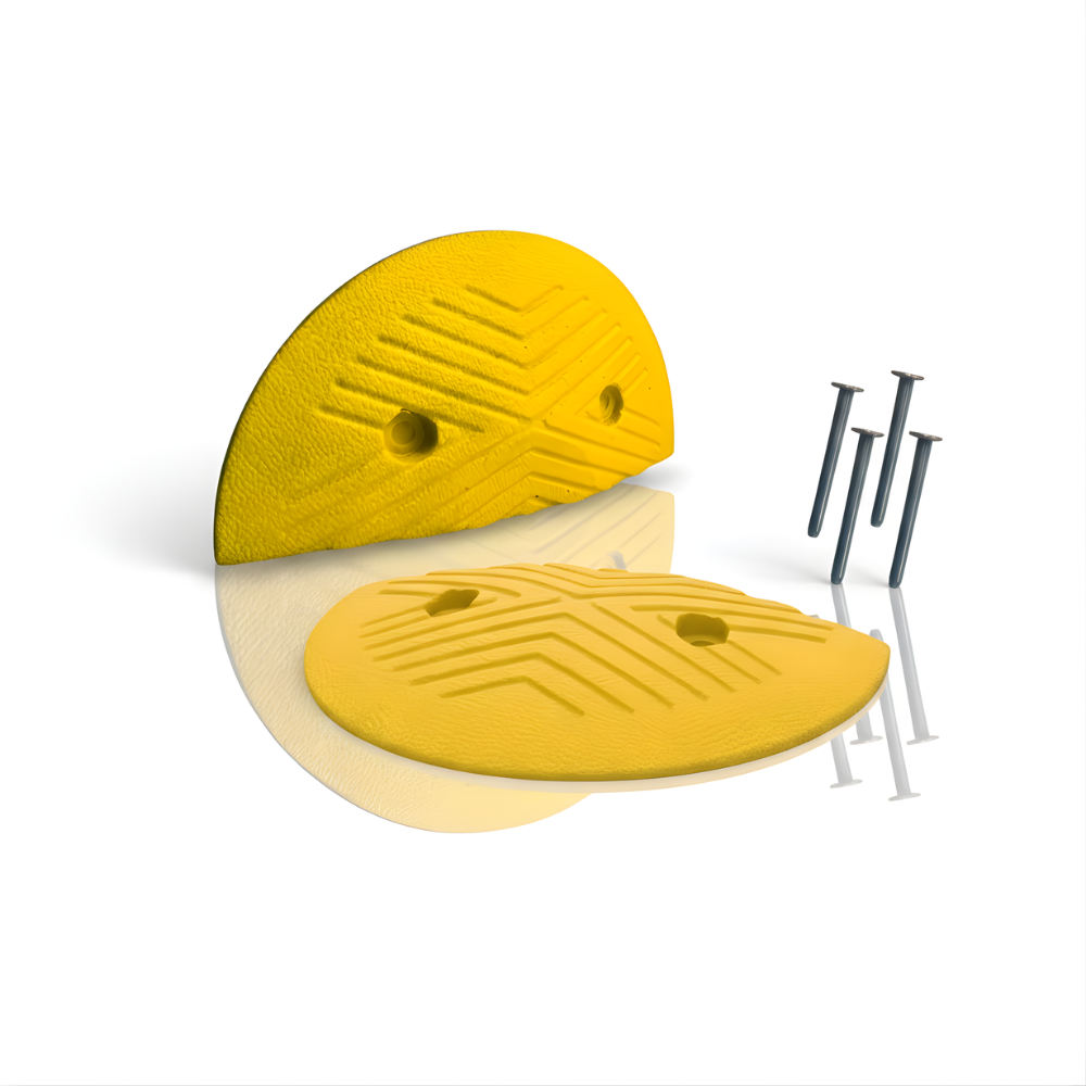 2 Ujung Polisi Tidur SSBO 4×18×35 cm – Warna Kuning + 4 Baut Pemasangan, Anti Slip & Mudah Dipasang