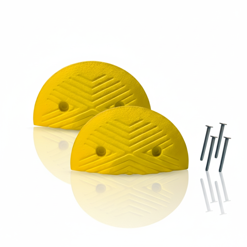 2 Ujung Polisi Tidur SSBO 4×18×35 cm – Warna Kuning + 4 Baut Pemasangan, Anti Slip & Mudah Dipasang