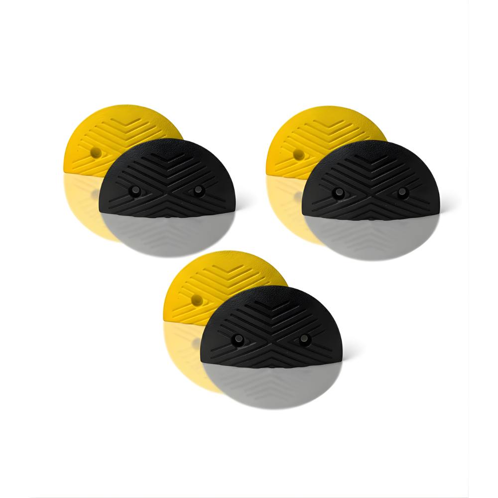 2 Ujung Polisi Tidur SSBO 4×18×35 – Warna Hitam & Kuning, Anti Slip & Mudah Dipasang