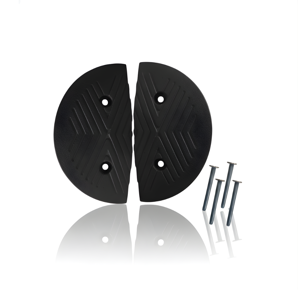 2 Ujung Polisi Tidur SSBO 4×18×35 + 4 Baut Pemasangan – Warna Hitam, Anti Slip & Mudah Dipasang