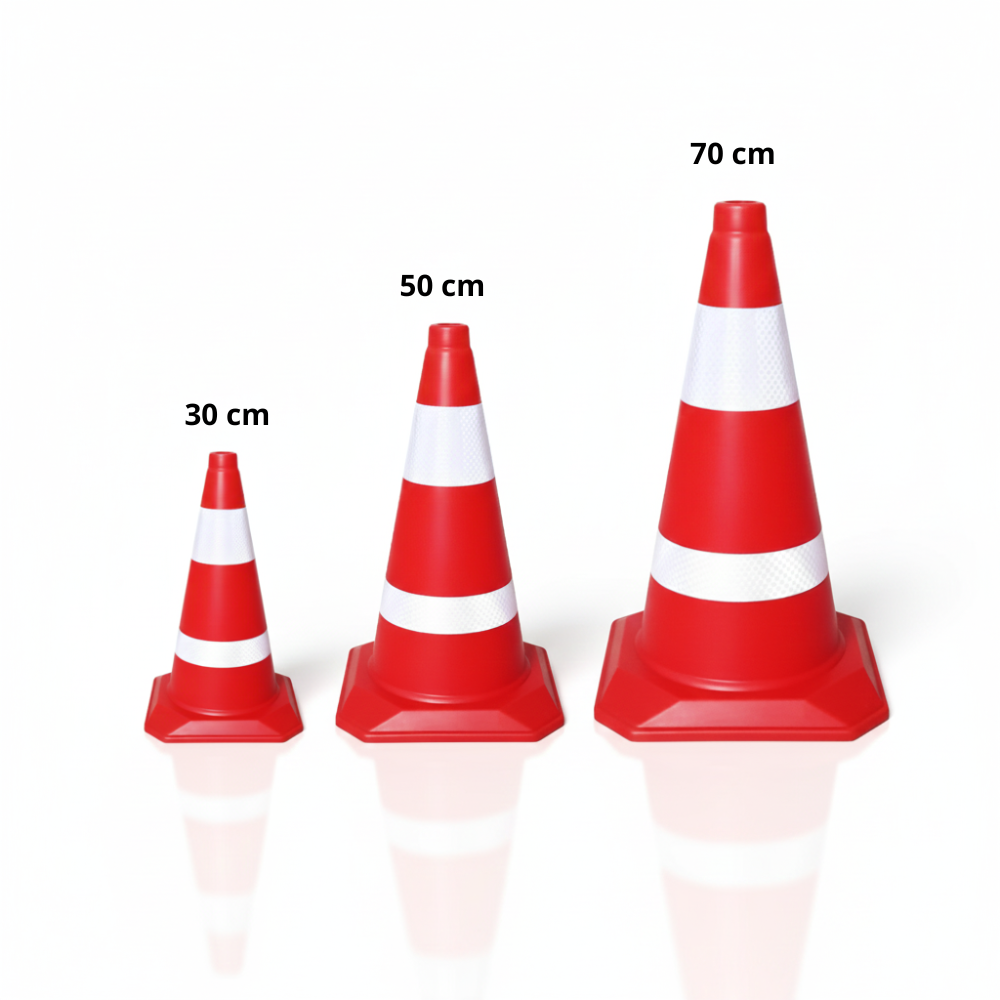 Traffic Cone SSBO – Kerucut Pembatas Jalan Tinggi 30, 50, 70 cm, Reflektor Terang, Ringan, Stabil & Tahan Cuaca