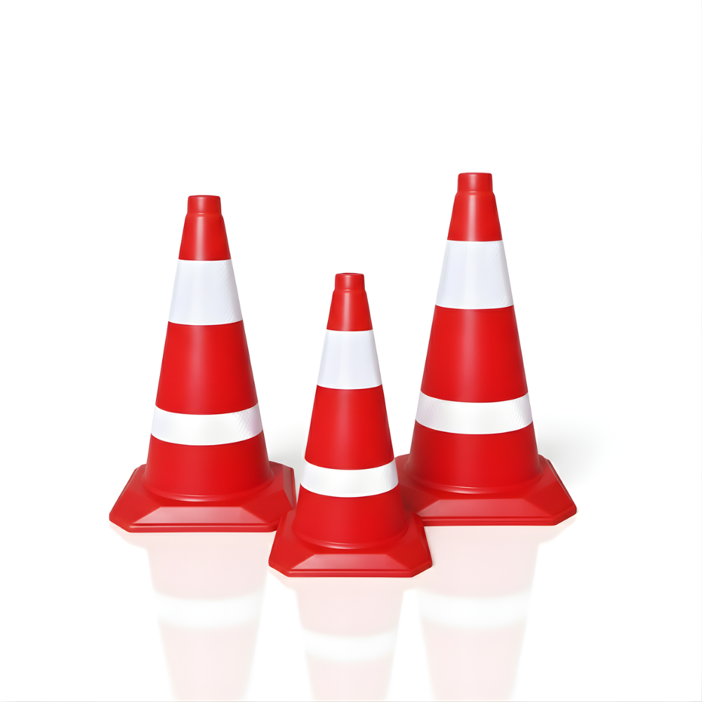 Traffic Cone SSBO – Kerucut Pembatas Jalan Tinggi 30, 50, 70 cm, Reflektor Terang, Ringan, Stabil & Tahan Cuaca