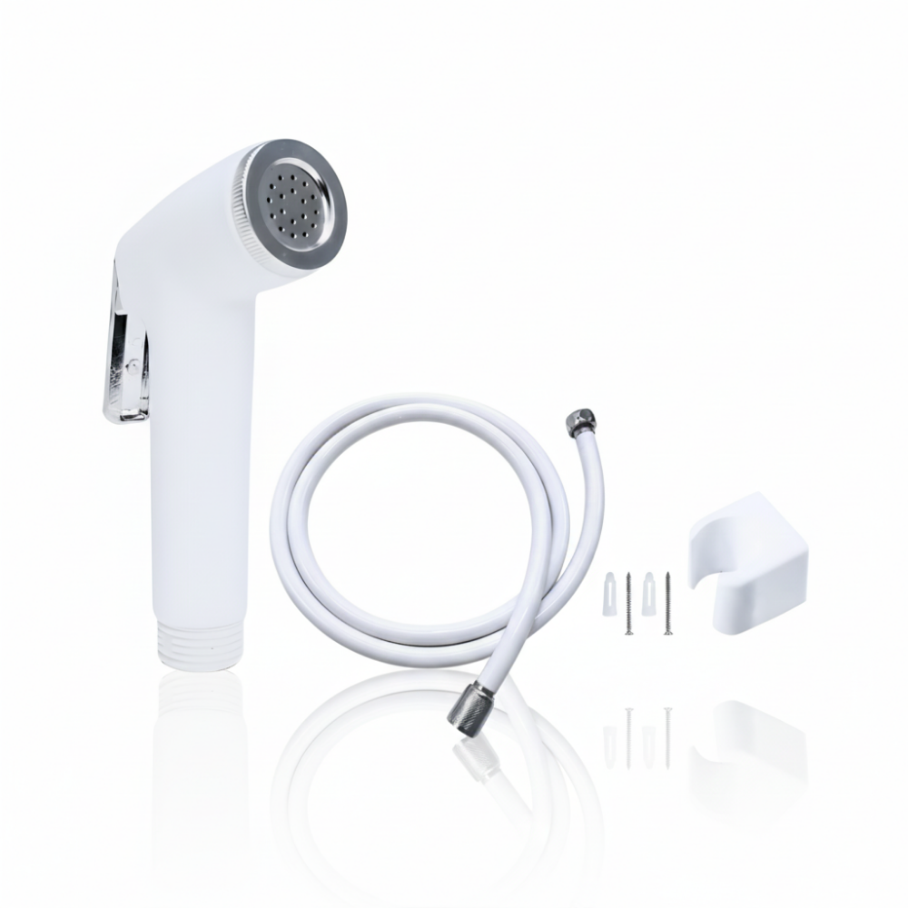 Jet Shower WC SSBO Warna Putih – Konektor ½ Inch, Selang Fleksibel 1.2 m, Anti Bocor, Kuat & Mudah Dipasang