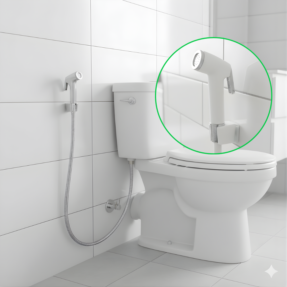 SSBO Jet Shower Set Silver – Set Semprotan Toilet Tekanan Tinggi, Anti Bocor & Elegan