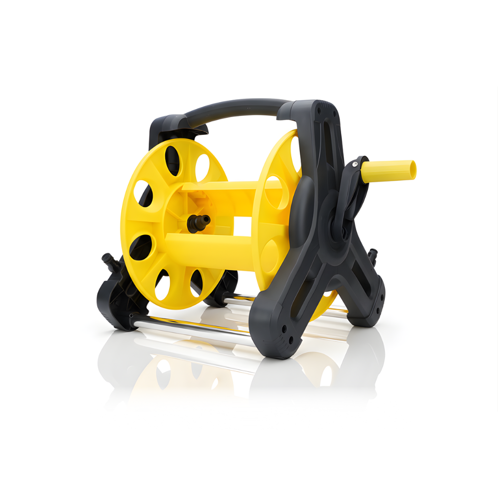 SSBO Selang Air Roll – Warna Kuning, Dengan Stand & Nozzle, Gulung Manual, Praktis & Tahan Lama
