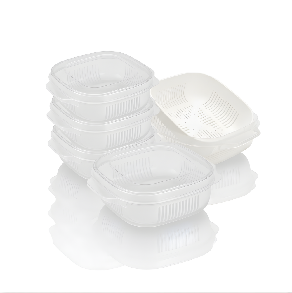 Kotak Penyimpan Makanan Serbaguna dengan Saringan – Warna Putih, Kedap Udara & Praktis (Food Organiser)