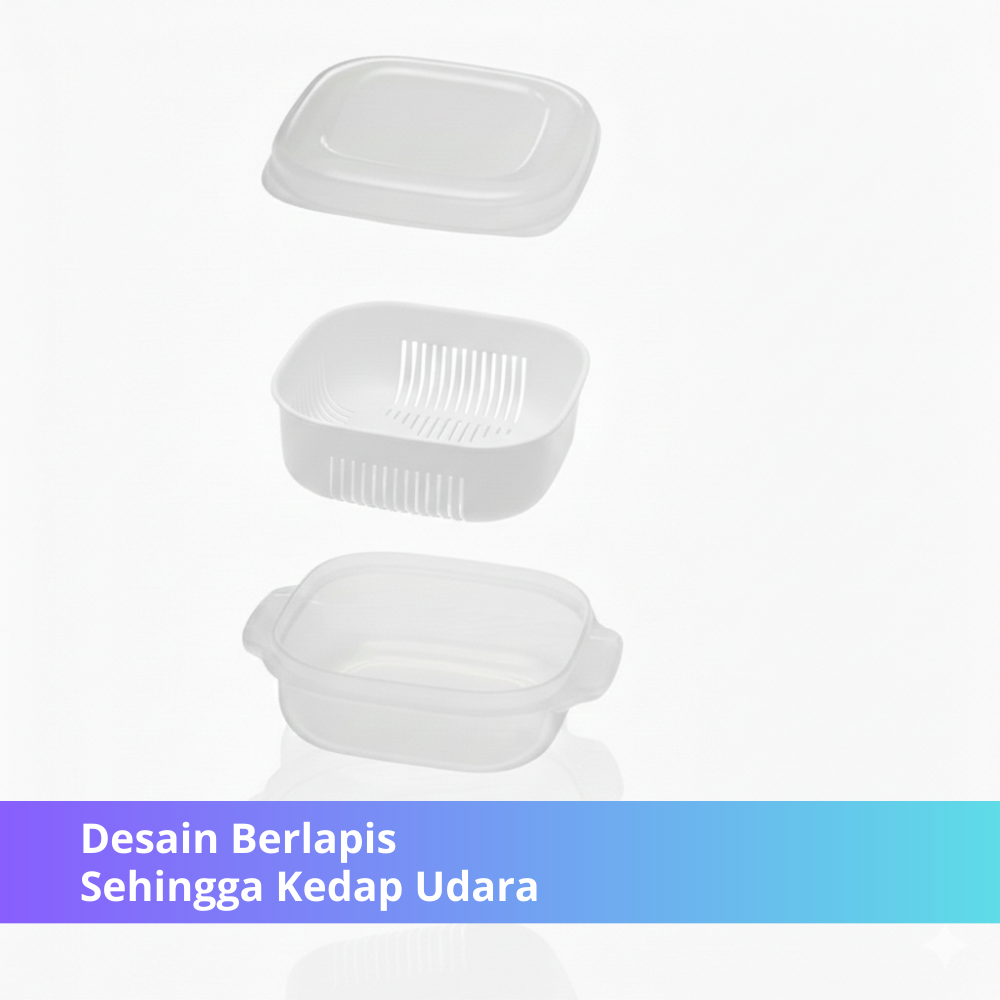 Kotak Penyimpan Makanan Serbaguna dengan Saringan – Warna Putih, Kedap Udara & Praktis (Food Organiser)