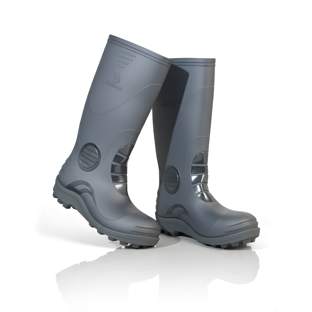 Sepatu Boots Proyek SSBO – Ujung Besi Anti Benturan, Anti Selip, Bahan PVC Tebal, Tahan Air & Cocok untuk Kerja Outdoor