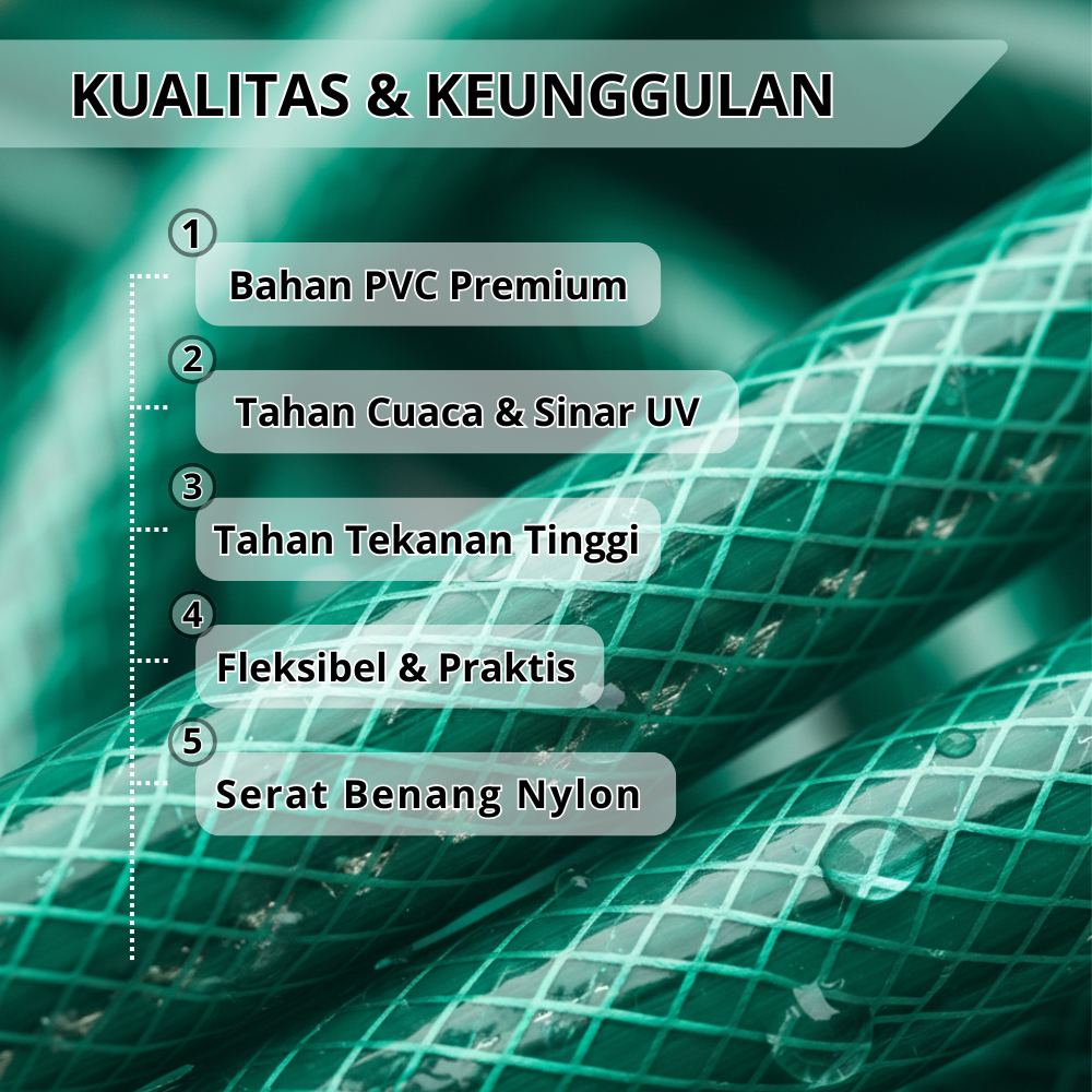 SSBO Selang Air Serat Benang Hijau – Kuat, Lentur & Anti Pecah untuk Pemakaian Rumah & Taman