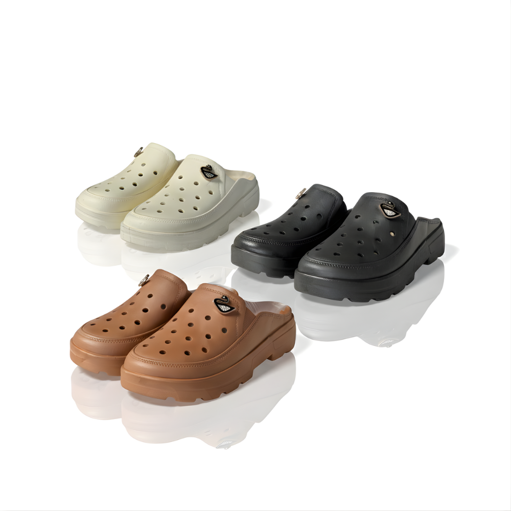 Sandal Slip On Wanita Baim – Bahan Karet Empuk, Ringan & Anti Slip (Hitam, Cream, Coklat)