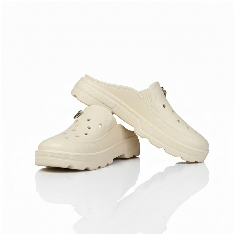 Sandal Slip On Wanita Baim – Bahan Karet Empuk, Ringan & Anti Slip (Hitam, Cream, Coklat)