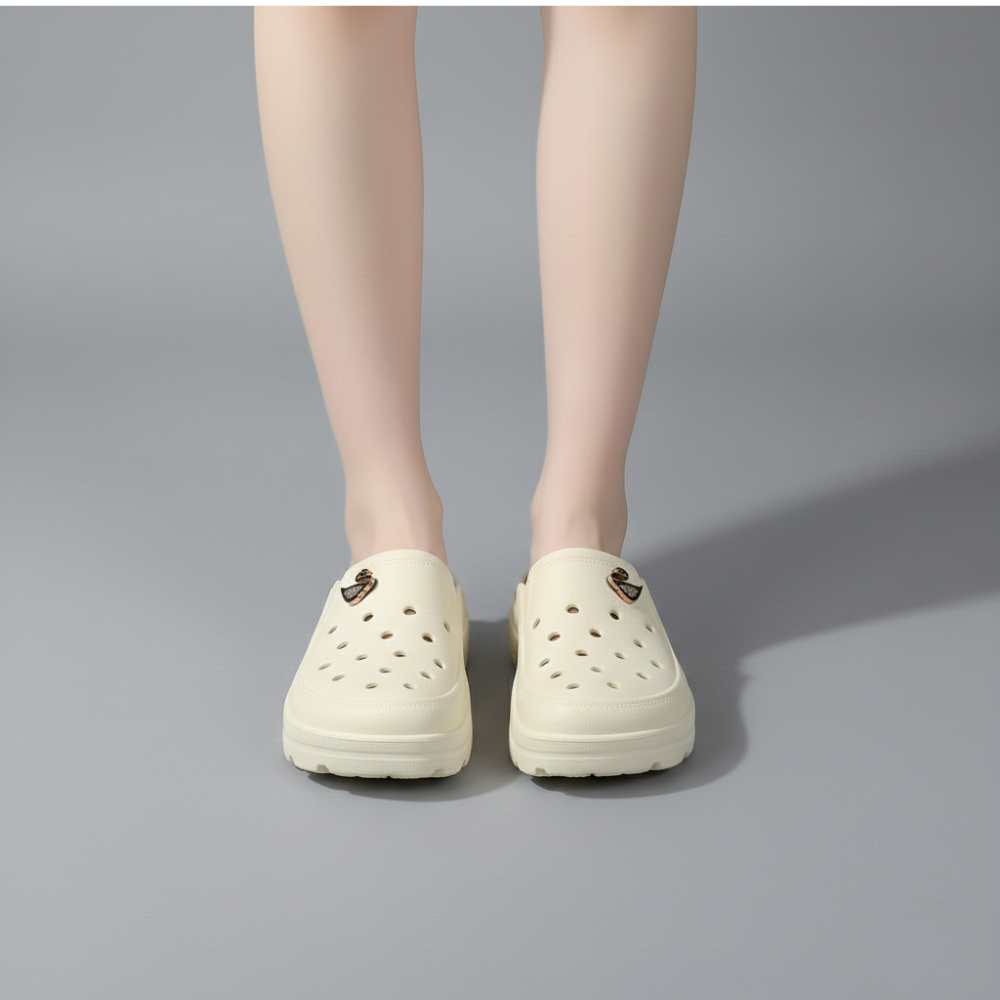 Sandal Slip On Wanita Baim – Bahan Karet Empuk, Ringan & Anti Slip (Hitam, Cream, Coklat)