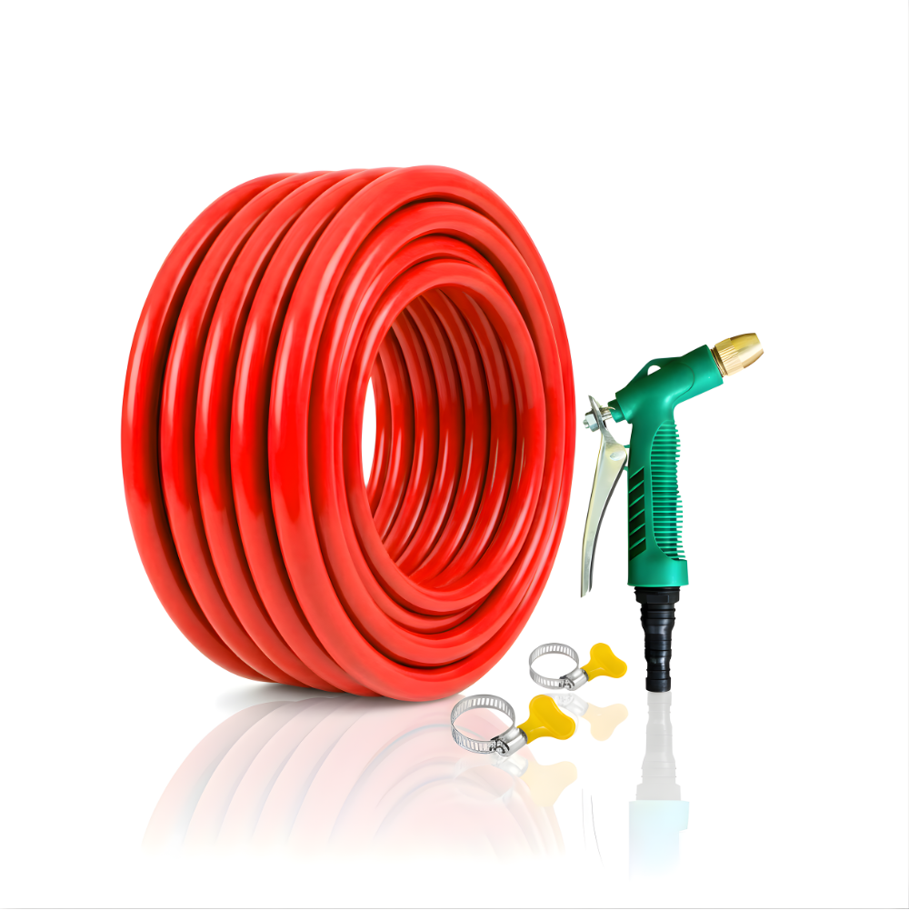 Selang Air Elastis 1,5 mm SSBO ½, ⅝, ¾ Inch + Nozzle Water Gun + 2 Klem Pengunci – Fleksibel, Kuat, Tahan Tekanan & Siap Pakai